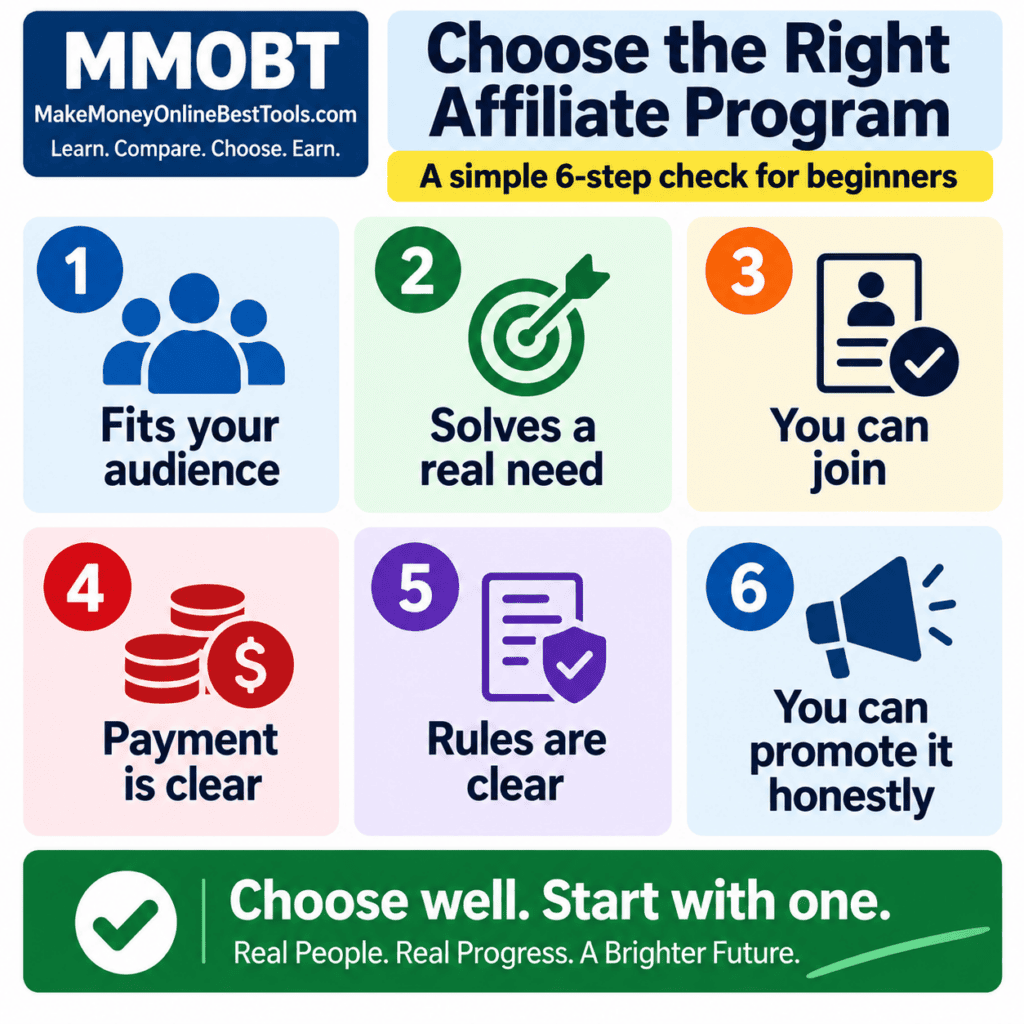 Six-step checklist for choosing the right affiliate program for beginners