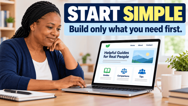 Beginner building a simple affiliate website with only the essential features.